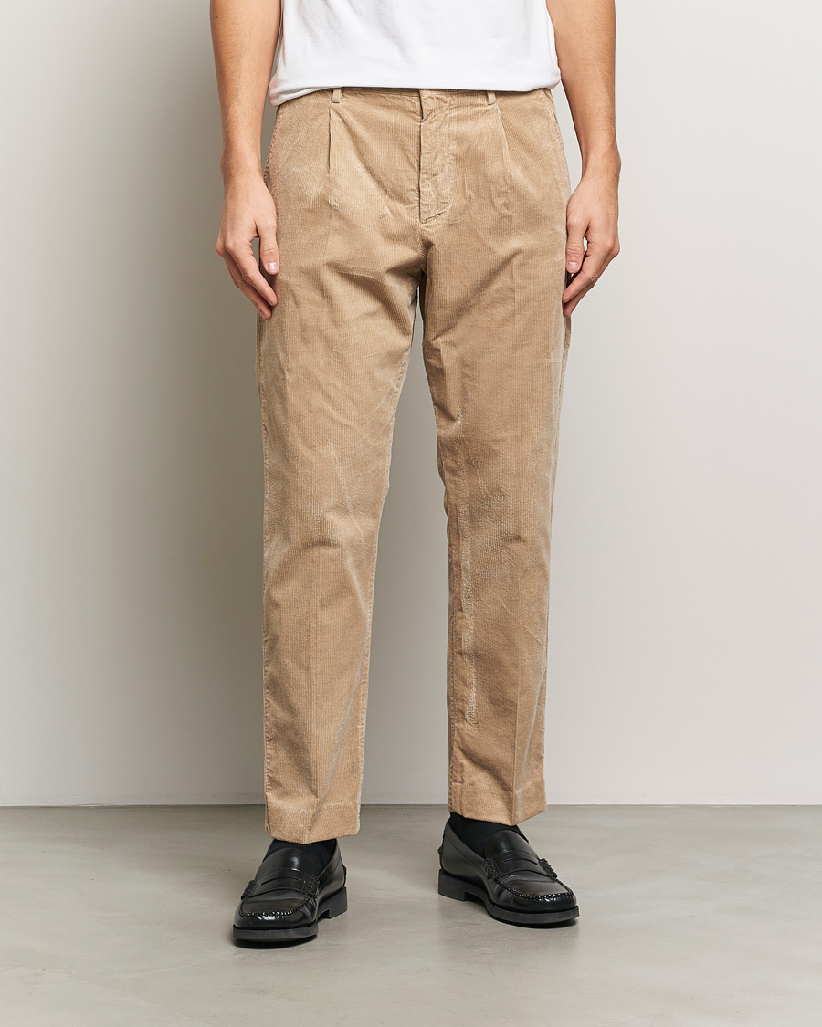Men | Trousers | NN07 | Bill Pleated Corduroy Pants White Peppar