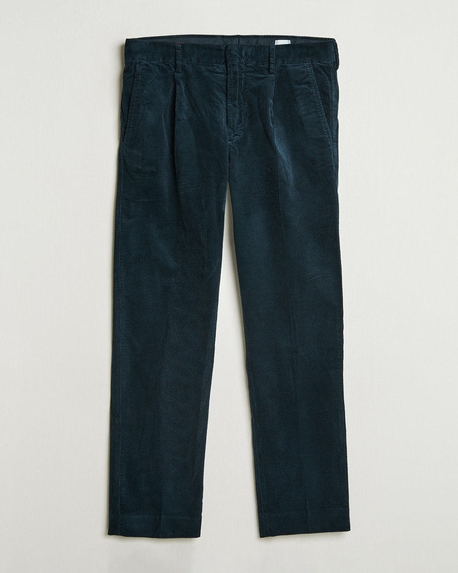 Men | Trousers | NN07 | Bill Pleated Corduroy Pants Navy Blue