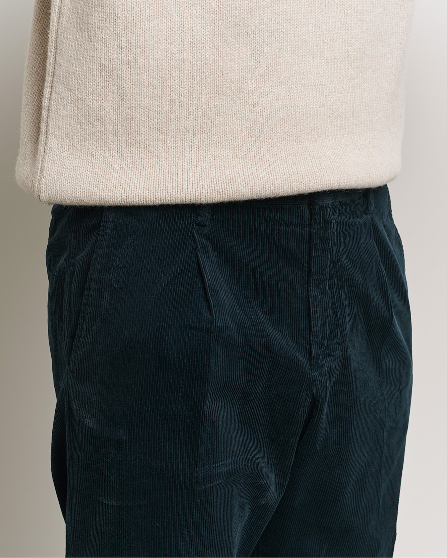 Men | Trousers | NN07 | Bill Pleated Corduroy Pants Navy Blue