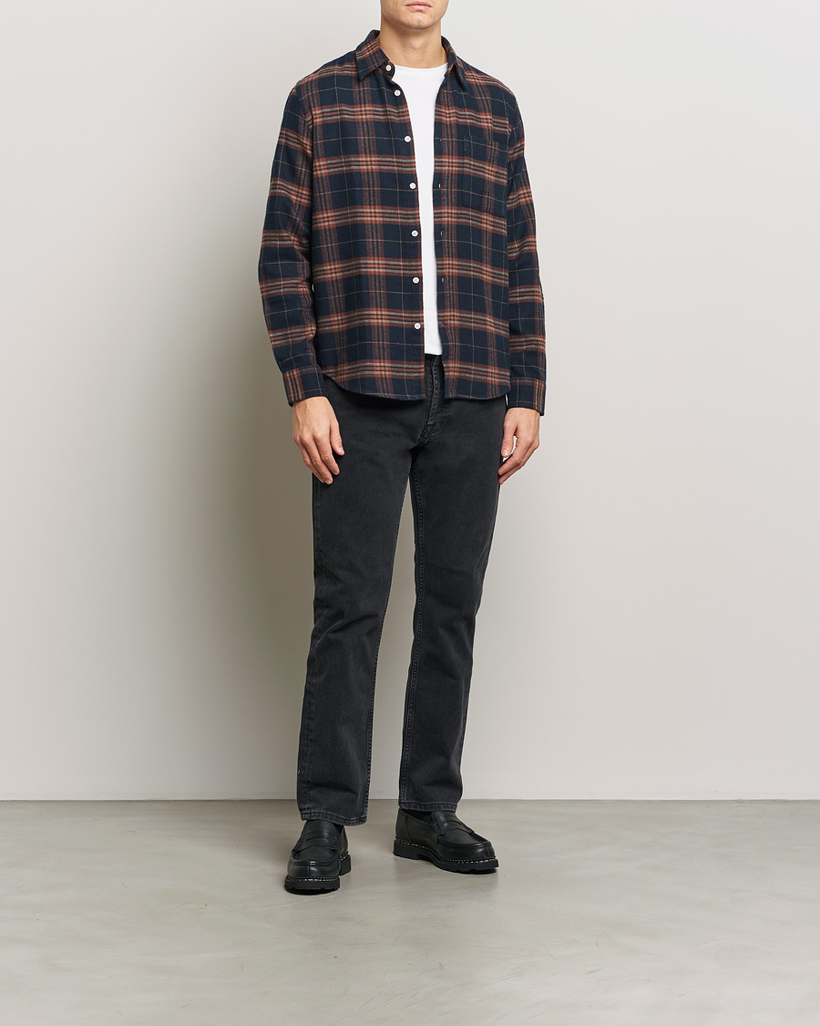 Men | Shirts | NN07 | Arne Brushed Cotton Checked Shirt Navy/Red