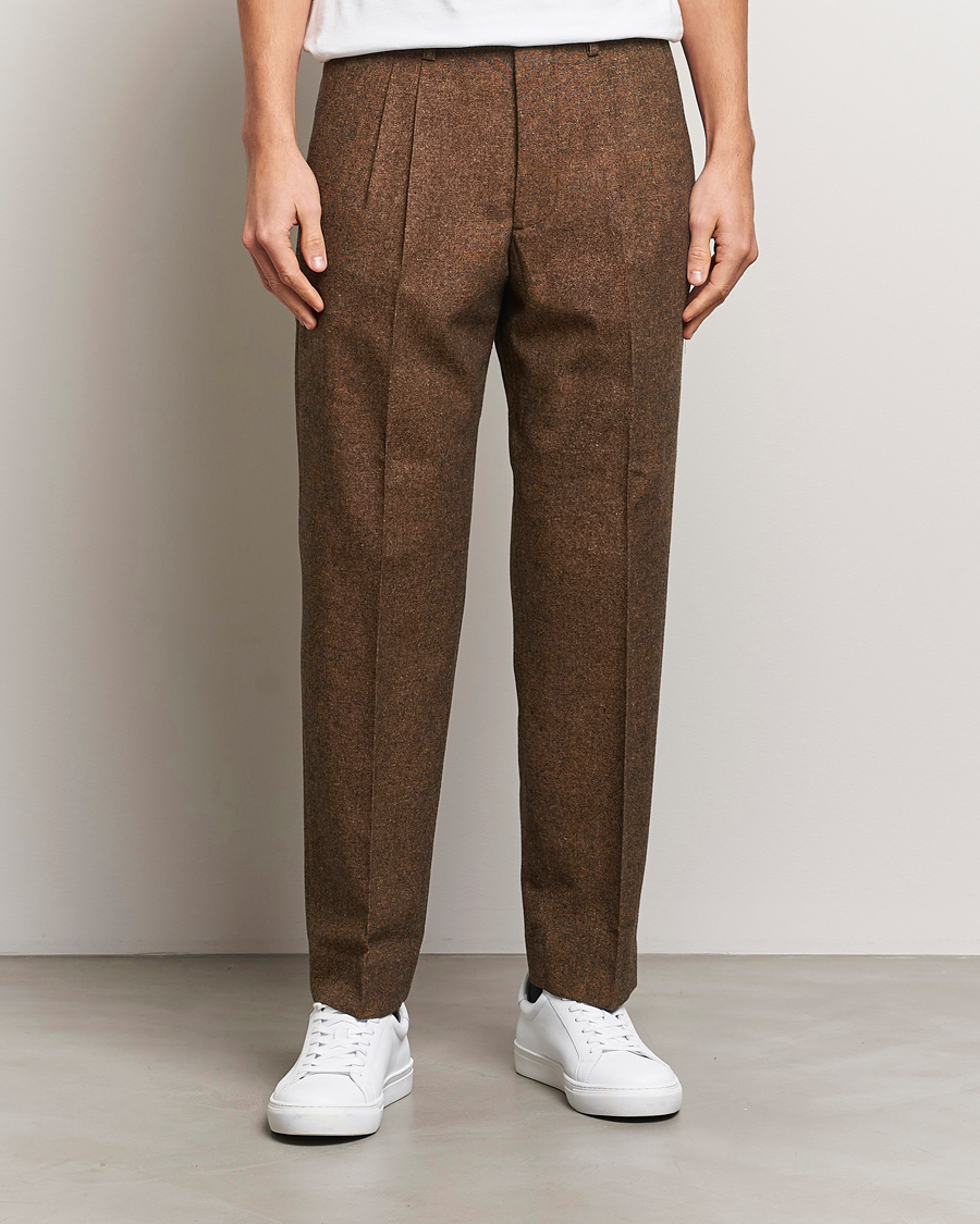 Men | Trousers | NN07 | Fritz Wool Pleated Trousers Orange Brown