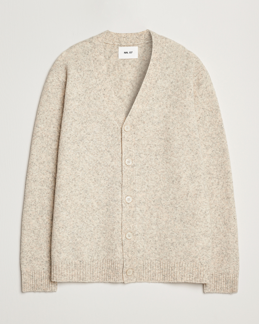 Men | Sweaters & Knitwear | NN07 | John Wool Knitted Cardigan White Peppar