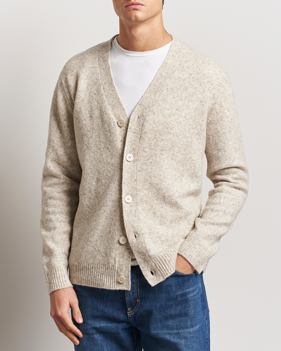 Men | Sweaters & Knitwear | NN07 | John Wool Knitted Cardigan White Peppar