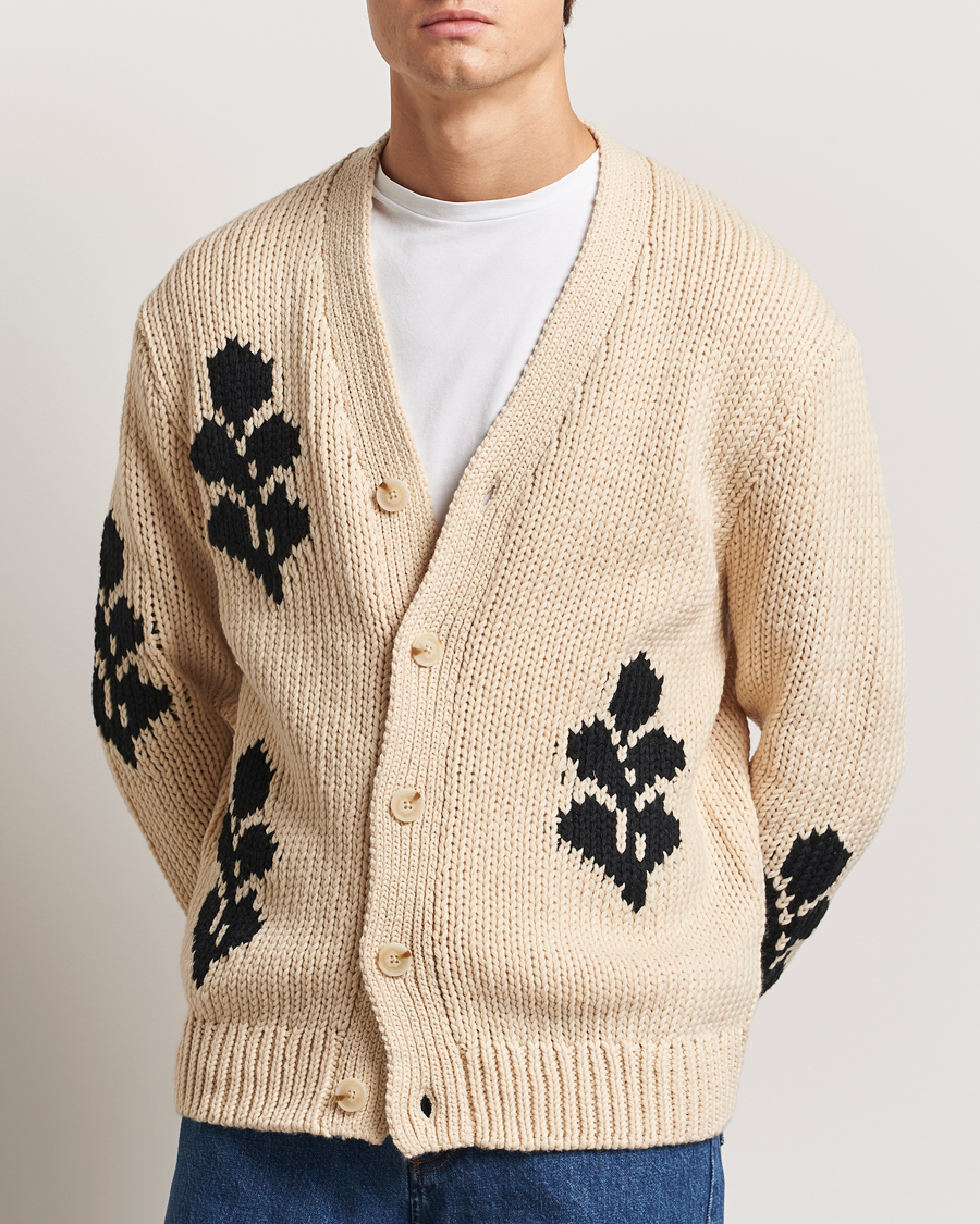 Men | Sweaters & Knitwear | NN07 | Mika Knitted Leaf Cardigan Ecru