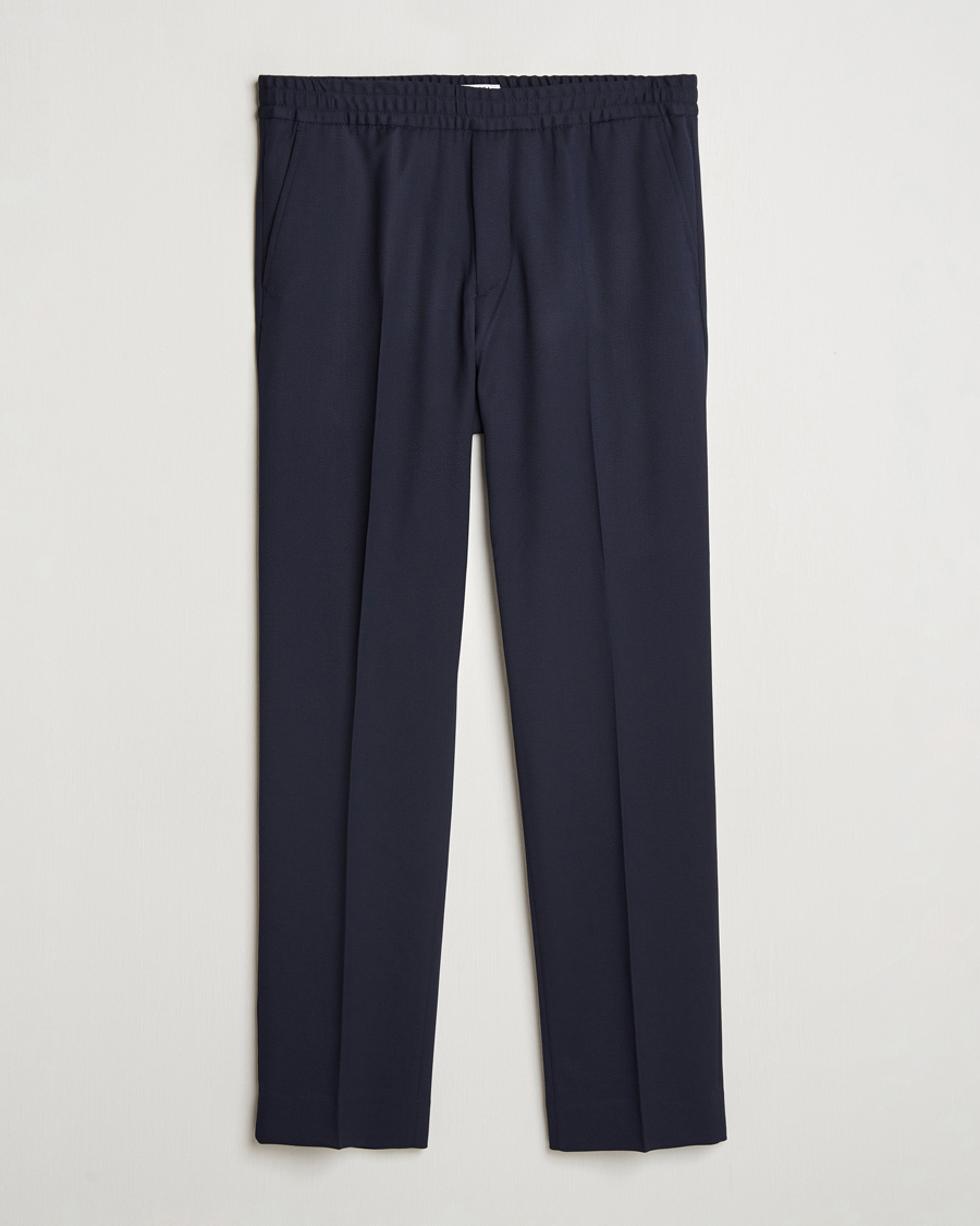 Men | Trousers | Filippa K | Relaxed Terry Wool Trousers Navy