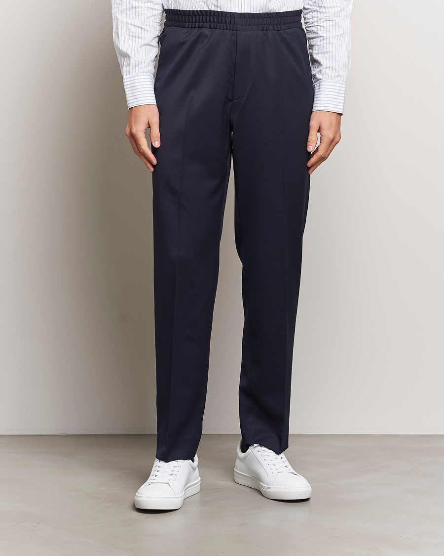 Men | Trousers | Filippa K | Relaxed Terry Wool Trousers Navy