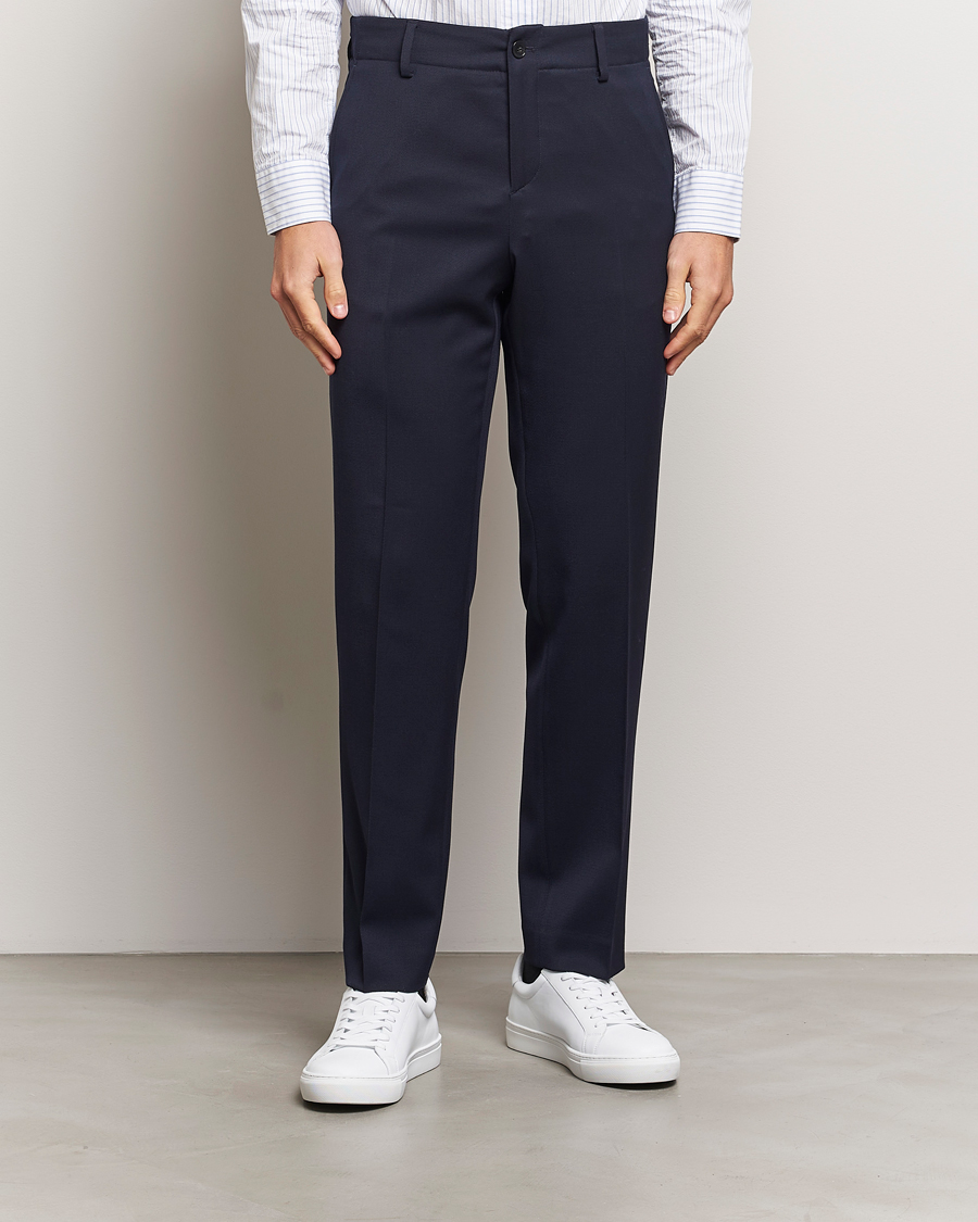 Men | Trousers | Filippa K | Tailored Drawstring Trousers Navy