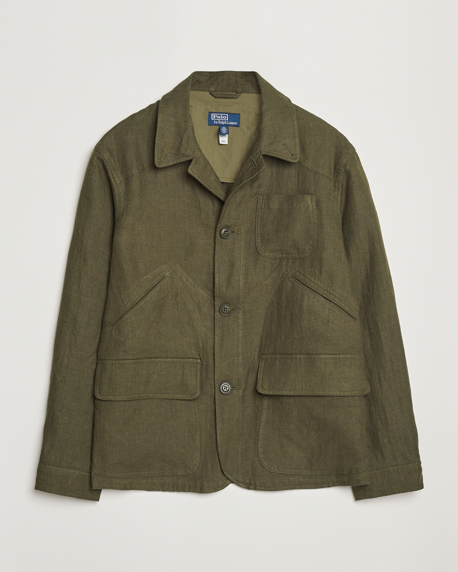 Men | Coats & Jackets | Polo Ralph Lauren | Linen Herringbone Field Jacket Ranger Green