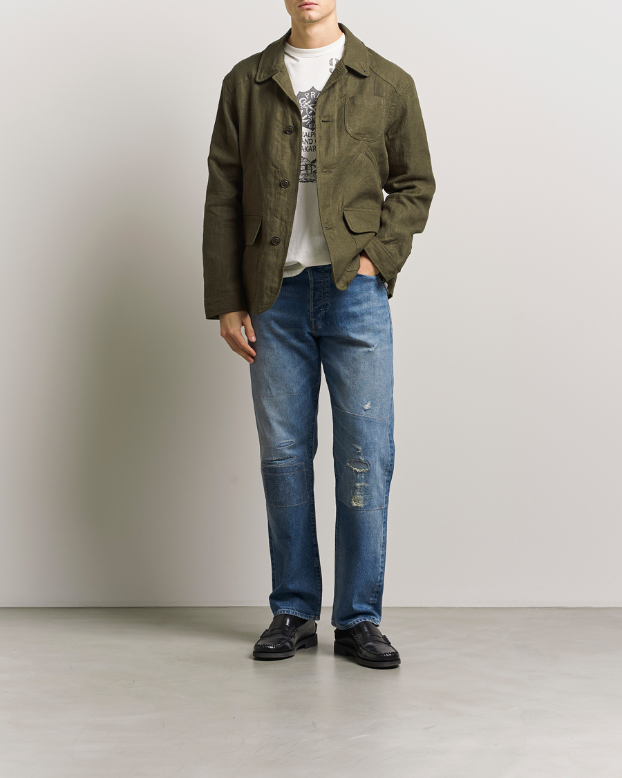 Men | Coats & Jackets | Polo Ralph Lauren | Linen Herringbone Field Jacket Ranger Green