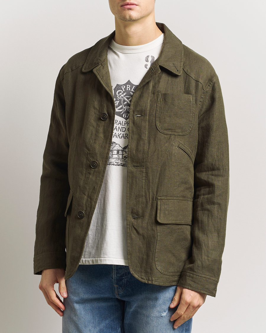 Men | Coats & Jackets | Polo Ralph Lauren | Linen Herringbone Field Jacket Ranger Green