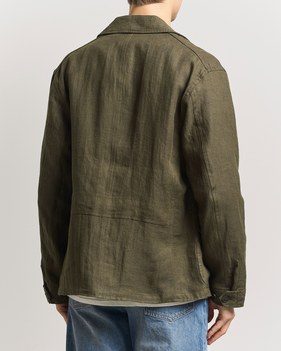 Men | Coats & Jackets | Polo Ralph Lauren | Linen Herringbone Field Jacket Ranger Green