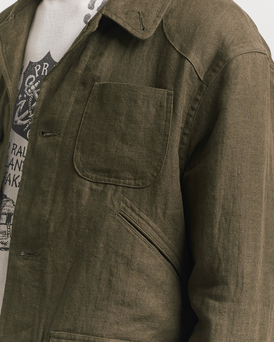 Men | Coats & Jackets | Polo Ralph Lauren | Linen Herringbone Field Jacket Ranger Green