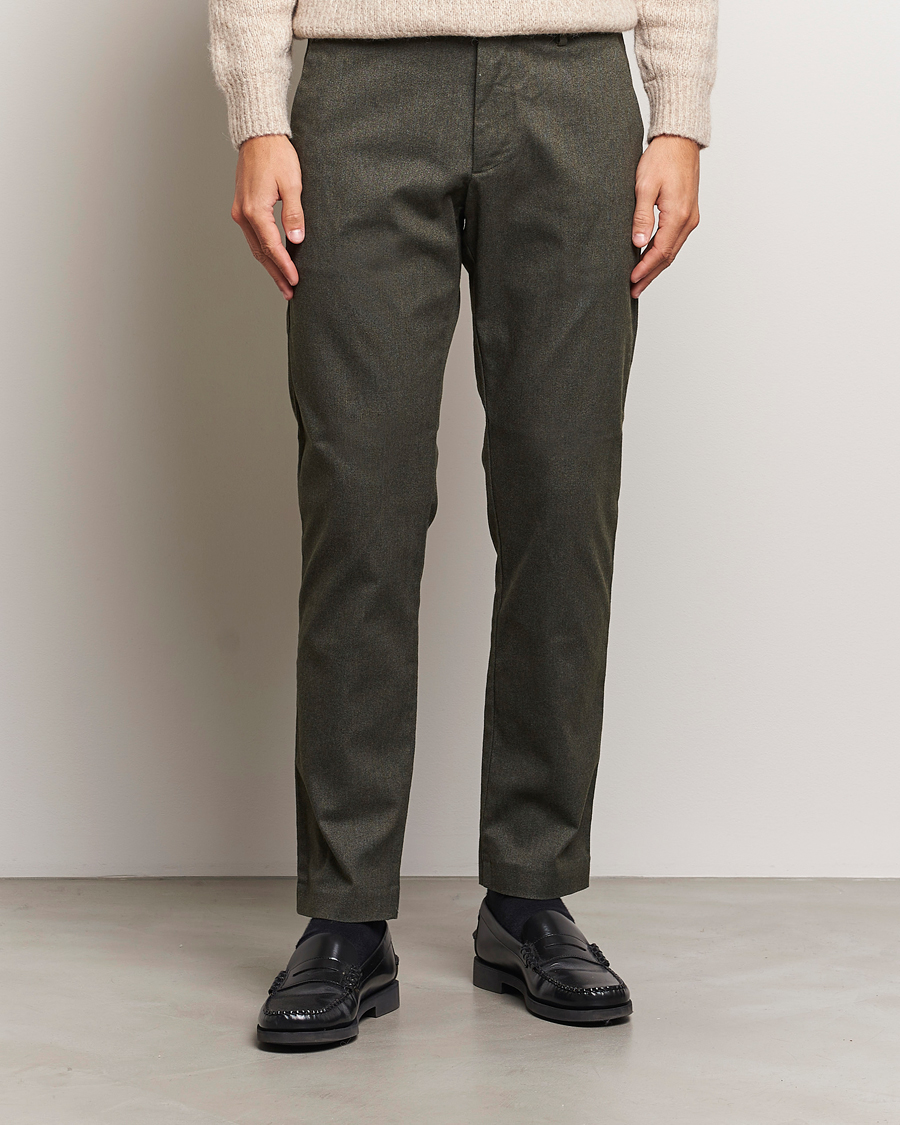 Men | Trousers | NN07 | Theo Brushed Cotton Trousers Dark Army