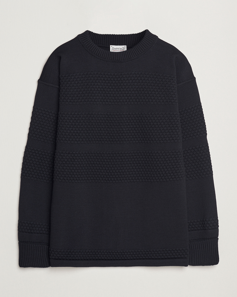 Men | Sweaters & Knitwear | S.N.S. Herning | Fisherman Wool Crew Neck Sweater Navy Blue
