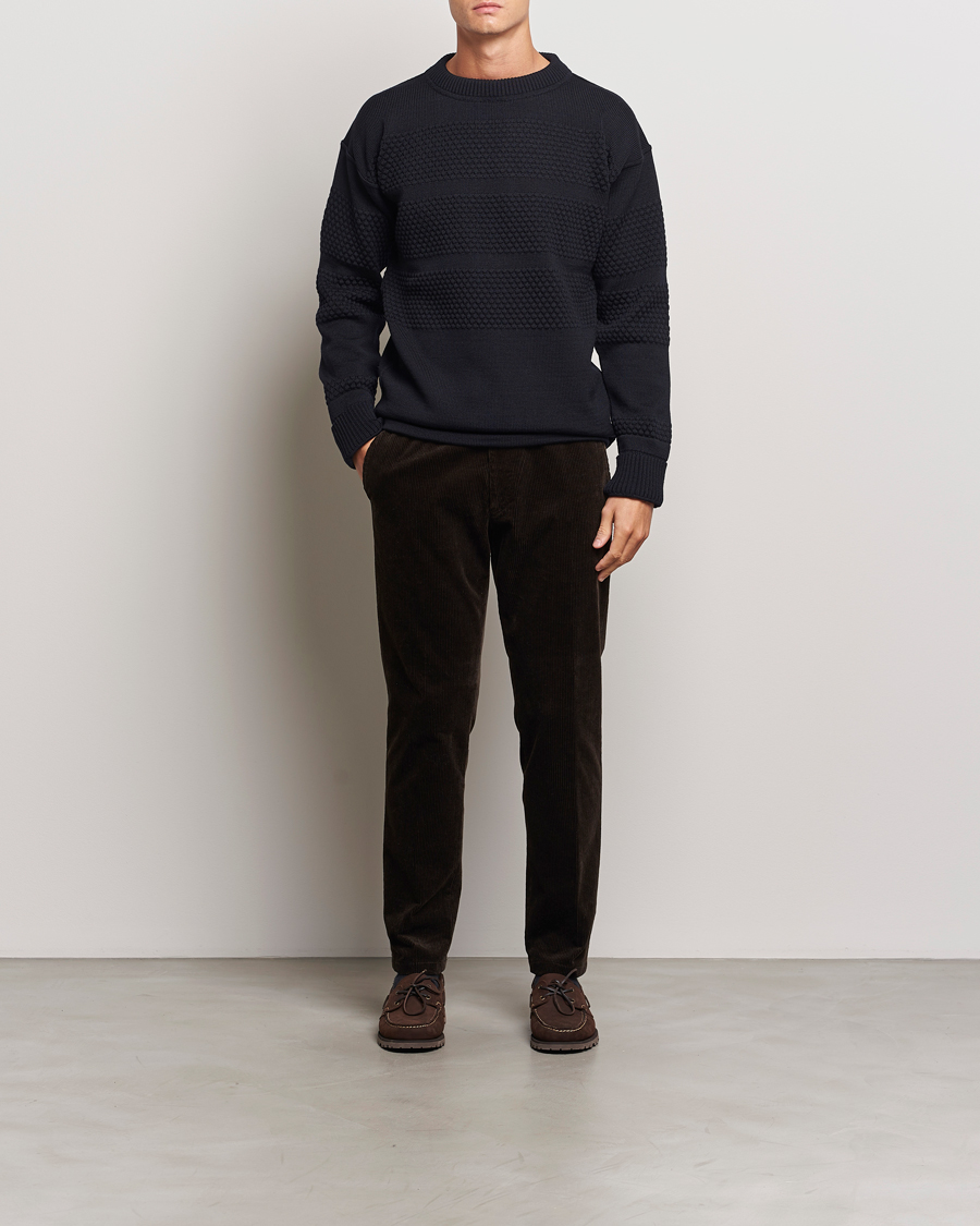 Men | Sweaters & Knitwear | S.N.S. Herning | Fisherman Wool Crew Neck Sweater Navy Blue