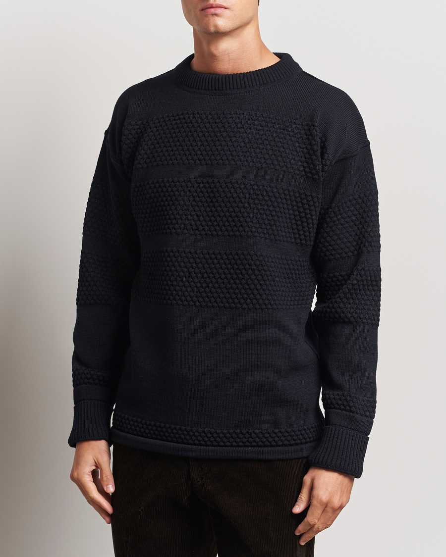 Men | Sweaters & Knitwear | S.N.S. Herning | Fisherman Wool Crew Neck Sweater Navy Blue