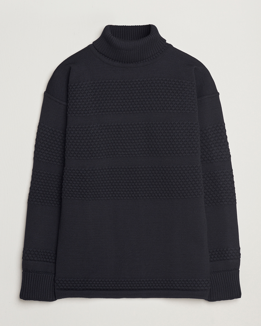 Men | Sweaters & Knitwear | S.N.S. Herning | Fisherman Wool Rollneck Sweater Navy Blue