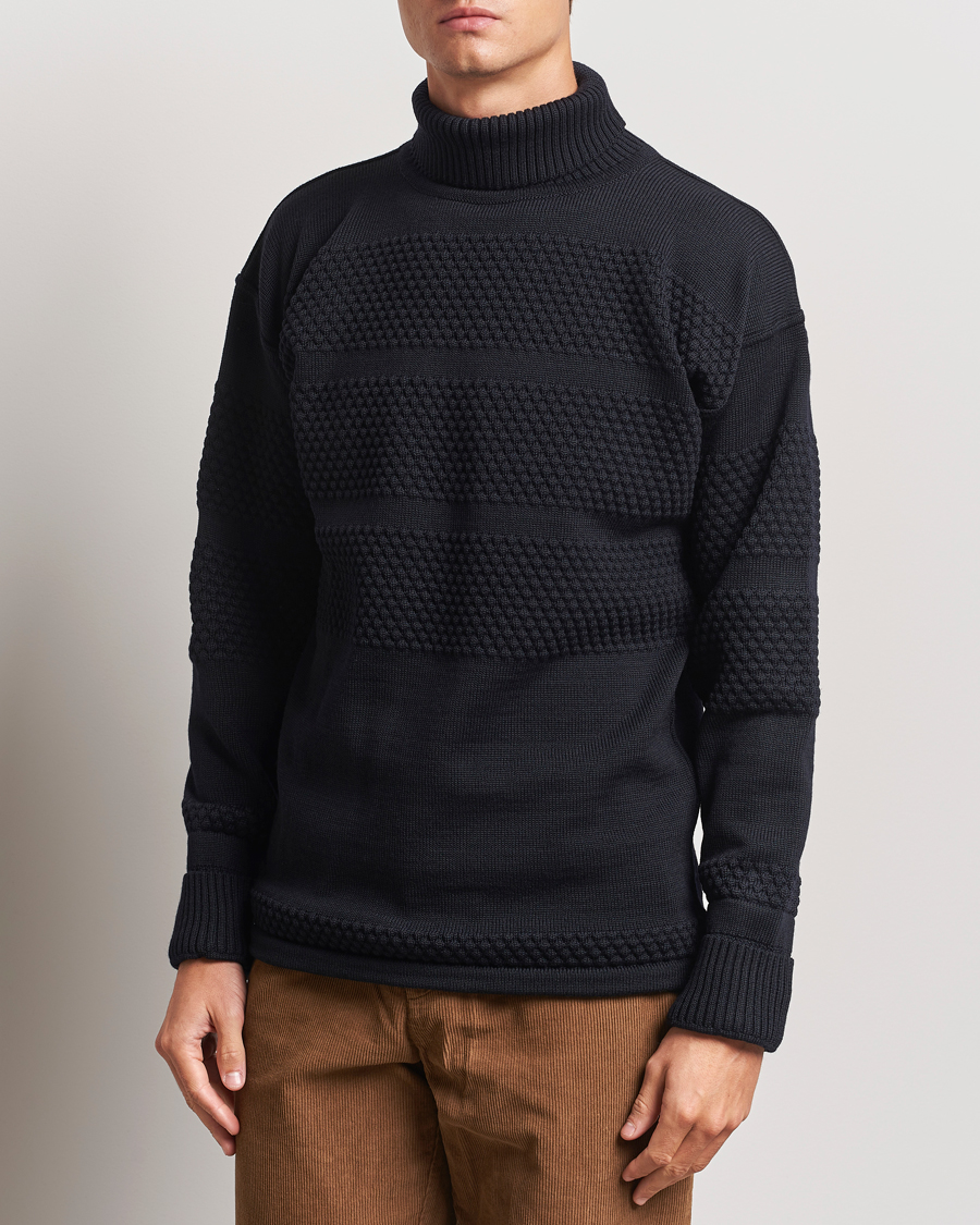 Men | Sweaters & Knitwear | S.N.S. Herning | Fisherman Wool Rollneck Sweater Navy Blue
