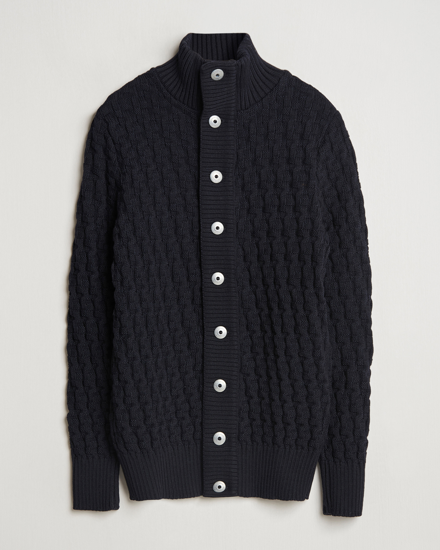 Men | Sweaters & Knitwear | S.N.S. Herning | Stark Cable Cardigan Navy Blue