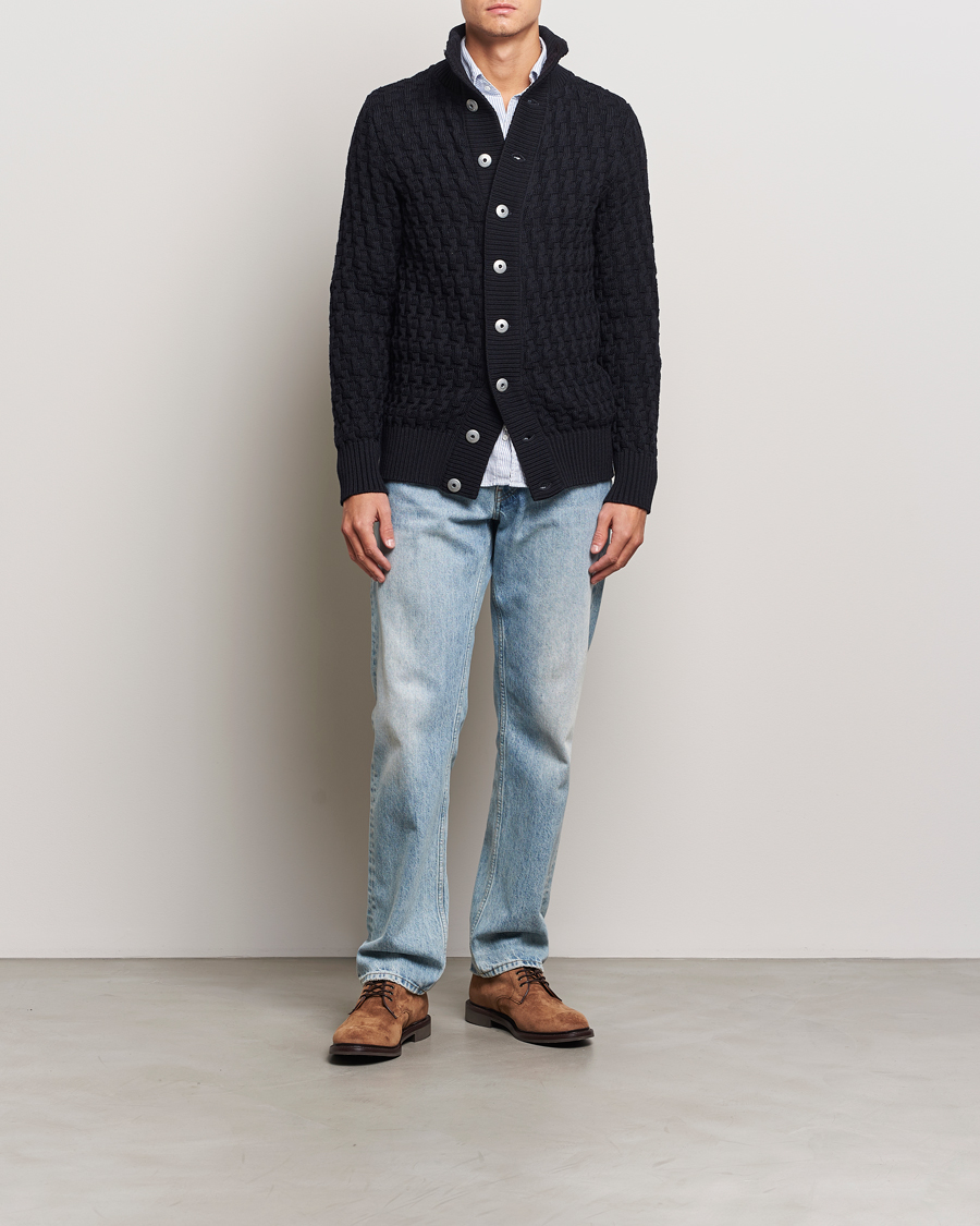 Men | Sweaters & Knitwear | S.N.S. Herning | Stark Wool Cable Cardigan Navy