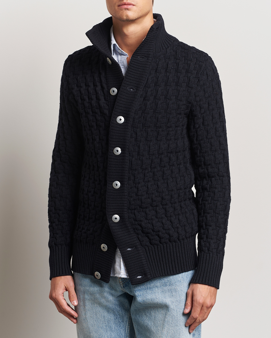 Men | Sweaters & Knitwear | S.N.S. Herning | Stark Wool Cable Cardigan Navy