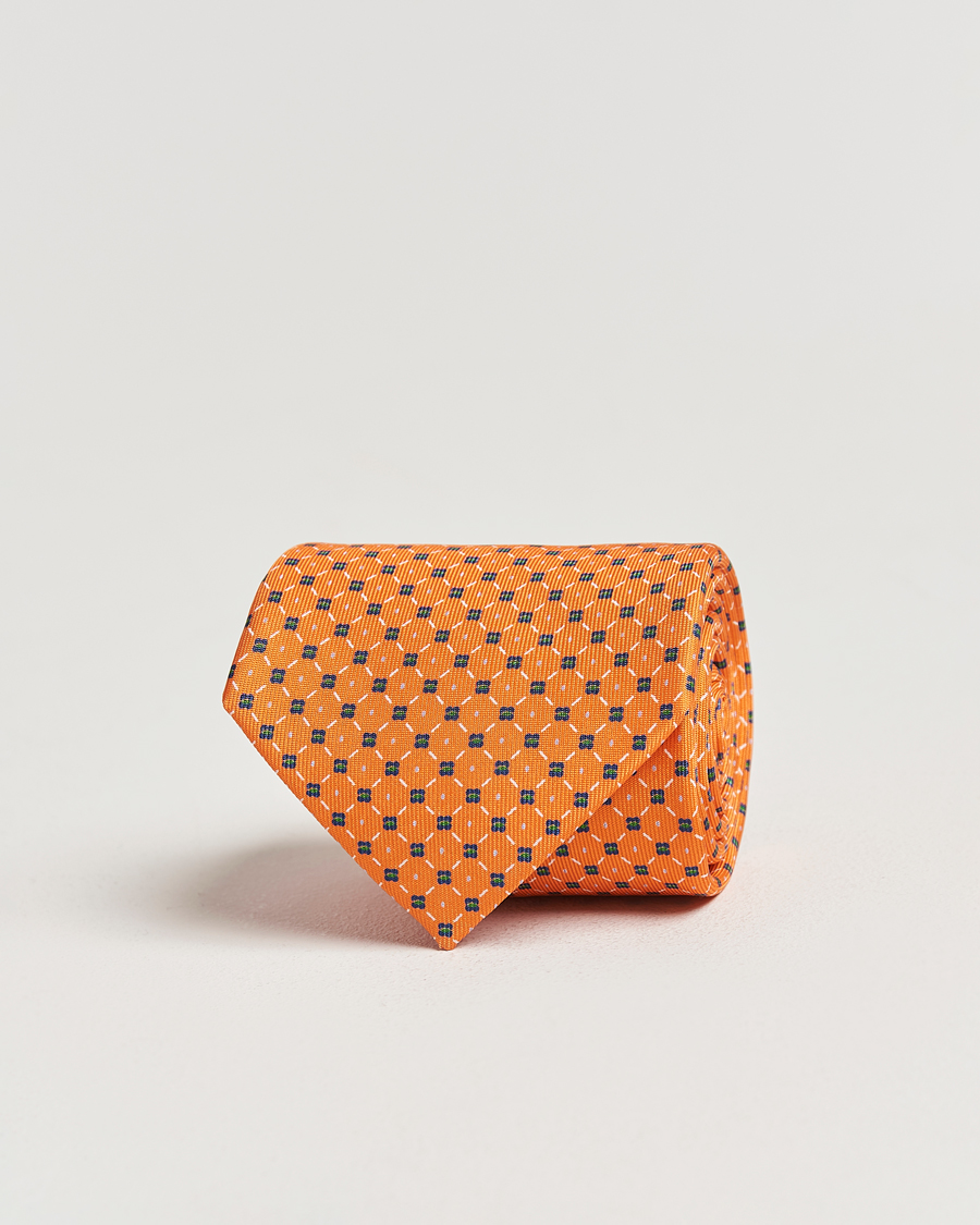 Men | Ties | E. Marinella | 3-Fold Printed Silk Tie Orange