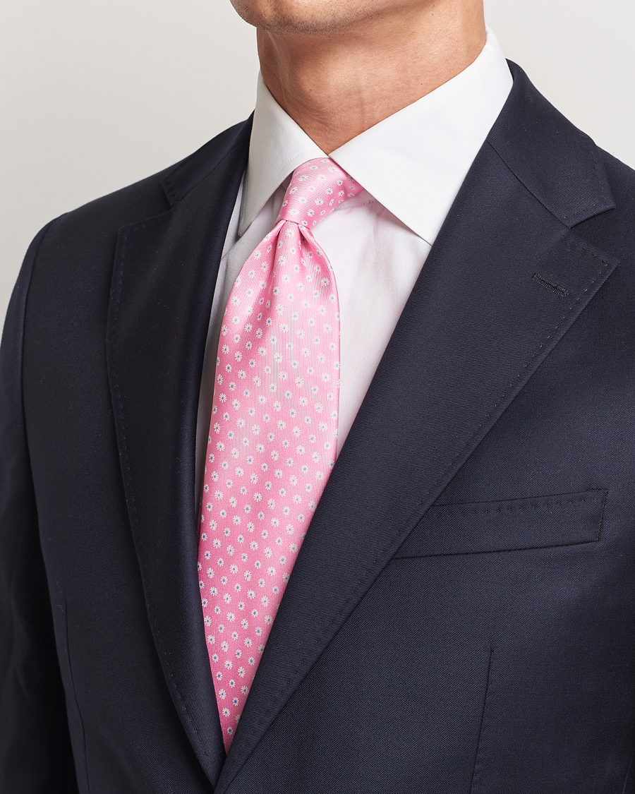Men | Ties | E. Marinella | 3-Fold Printed Silk Tie Pink