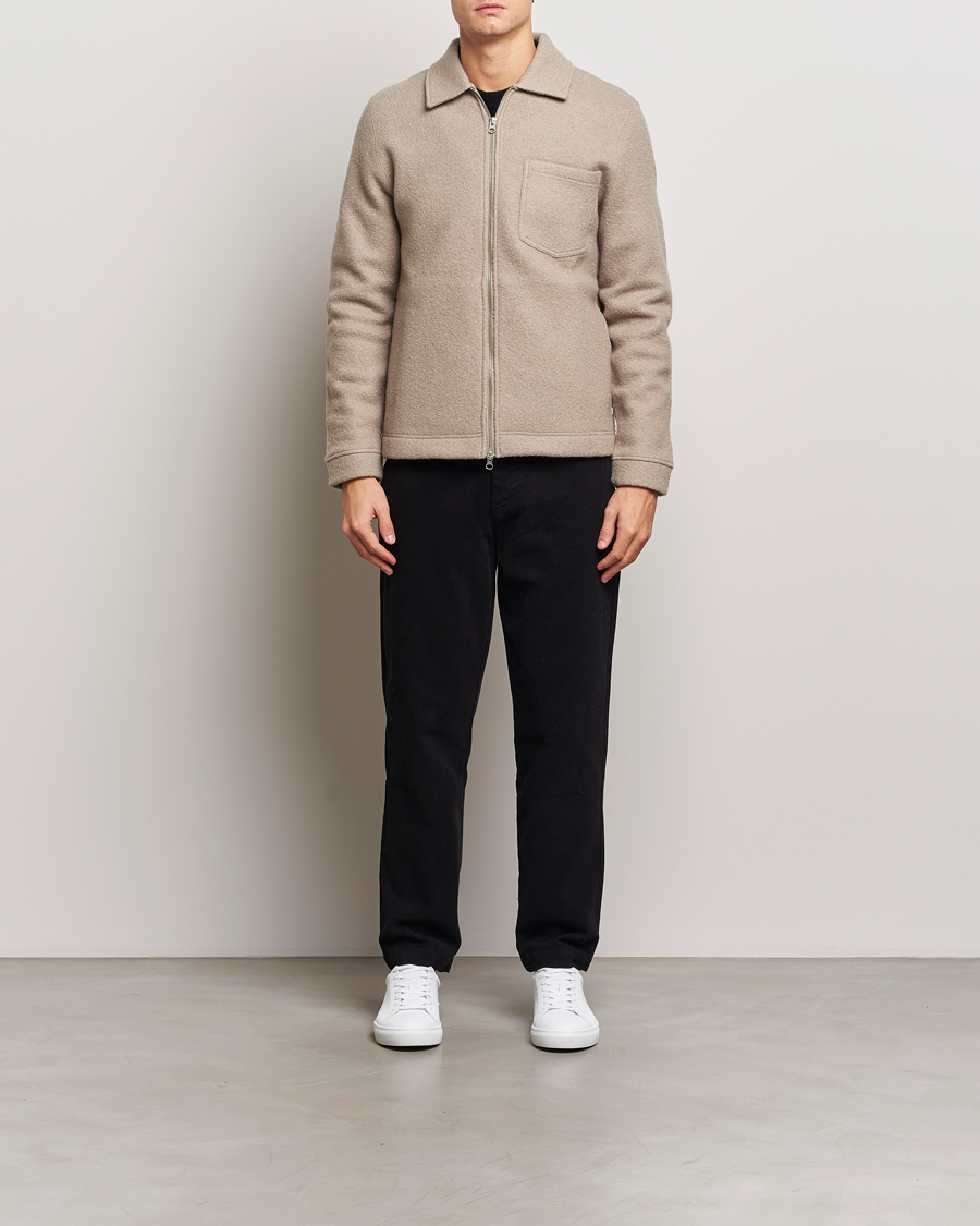 Men | Sweaters & Knitwear | Samsøe Samsøe | Hannes Boiled Wool Full Zip Seneca Rock