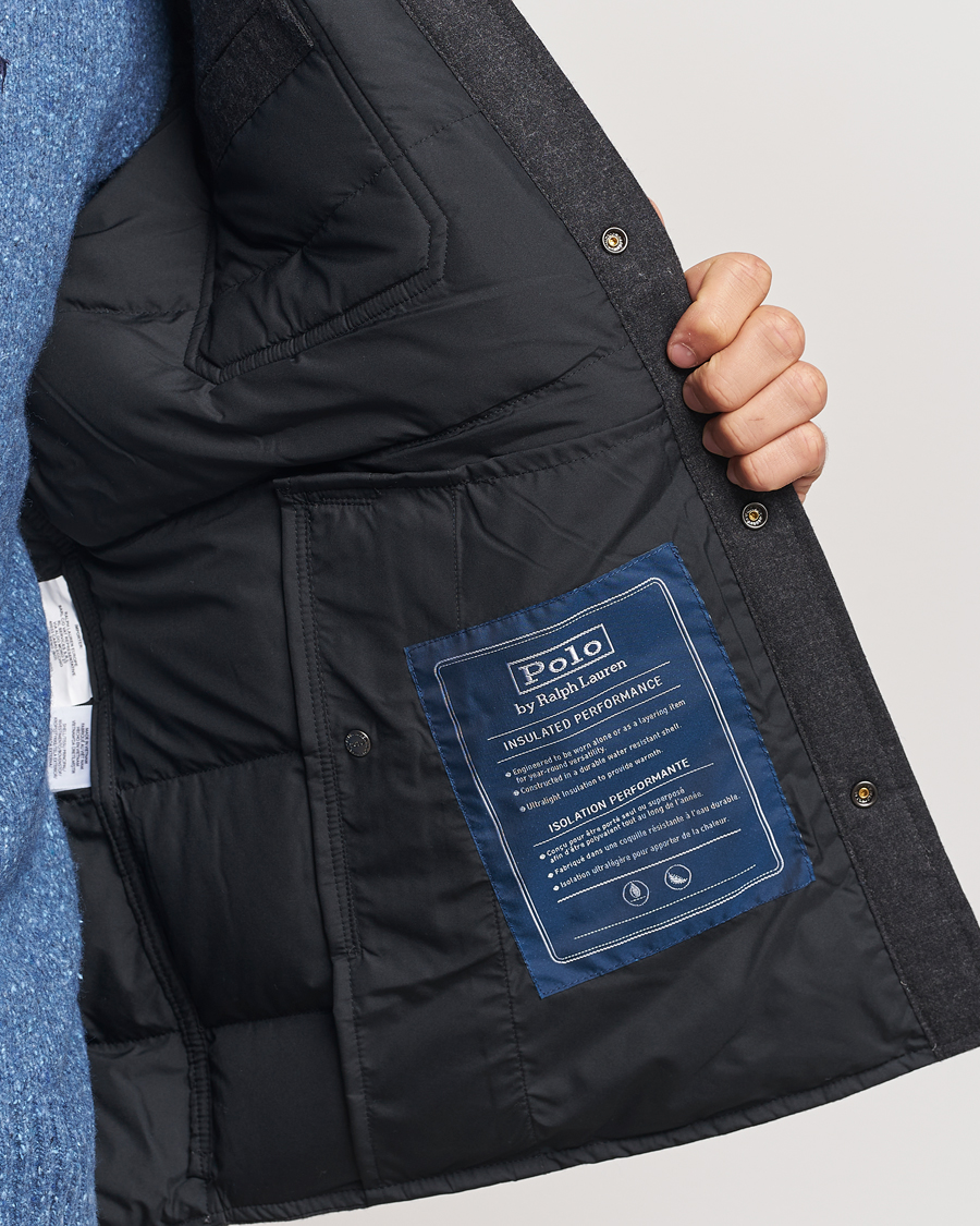 Men | Coats & Jackets | Polo Ralph Lauren | Lewis Quilted Insulated Shirt Jacket Dark Charcoal