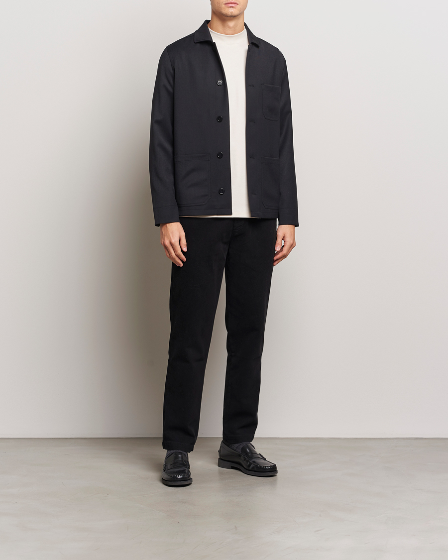 Men | Coats & Jackets | Filippa K | Louis Wool Gabardine Shirt Jacket Black