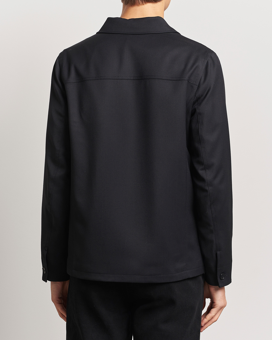 Men | Shirts | Filippa K | Louis Wool Gabardine Shirt Jacket Black