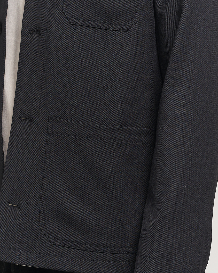 Men | Shirts | Filippa K | Louis Wool Gabardine Shirt Jacket Black