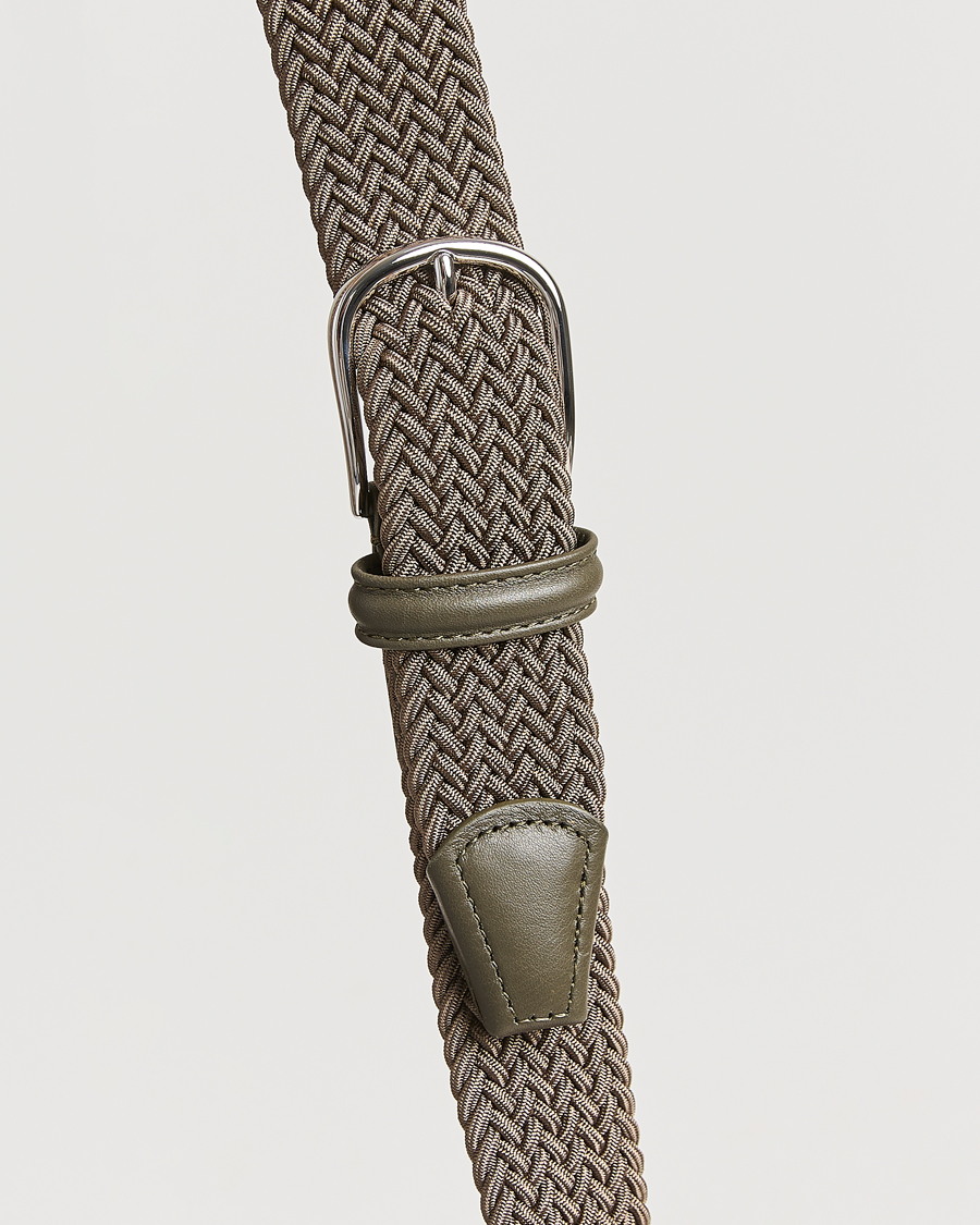 Men | Belts | Anderson's | Stretch Woven 3,5 cm Belt Khaki