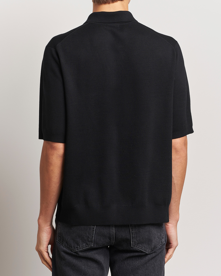 Men | Sweaters & Knitwear | J.Lindeberg | Tyler Quarter Zip Knit Polo Black