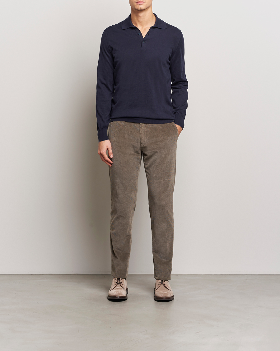 Men | Sweaters & Knitwear | Brunello Cucinelli | Long Sleeve Polo Navy