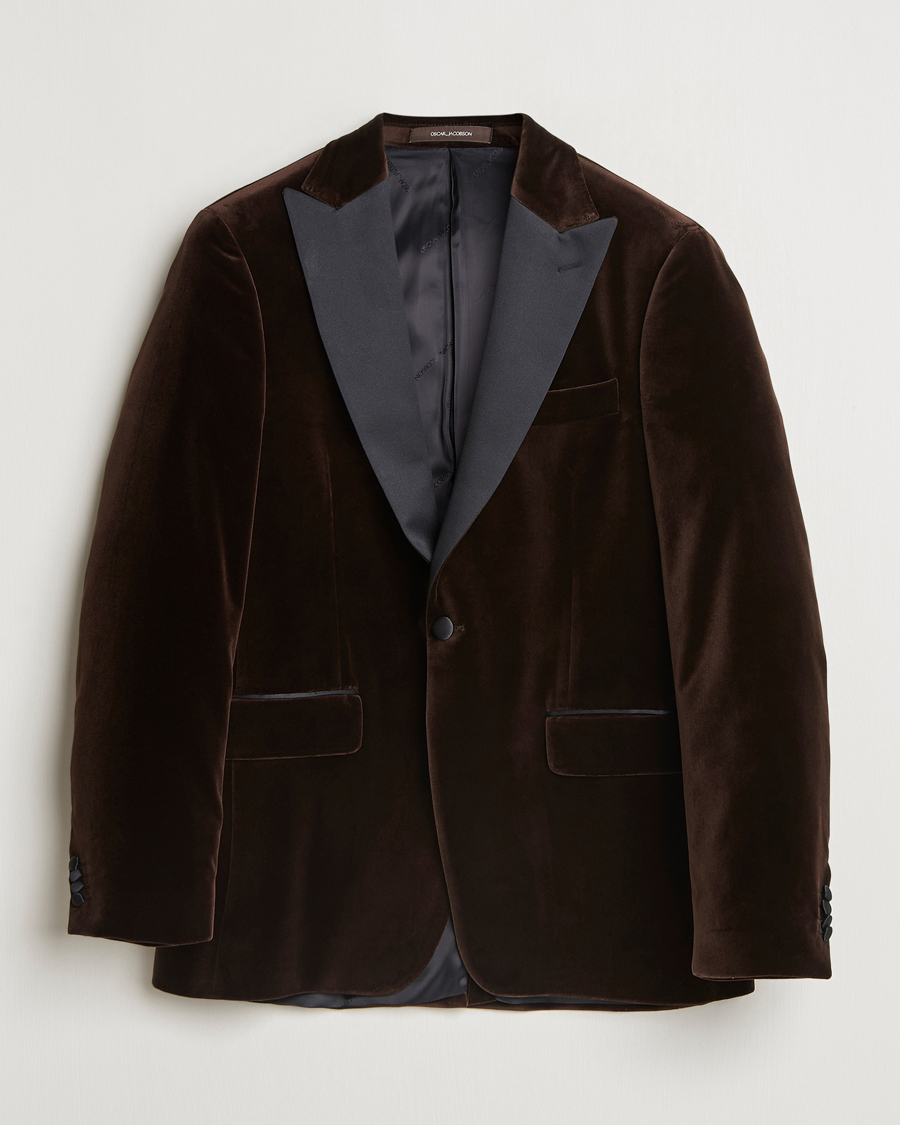 Men | Blazers | Oscar Jacobson | Frampton Velvet Tuxedo Blazer Brown