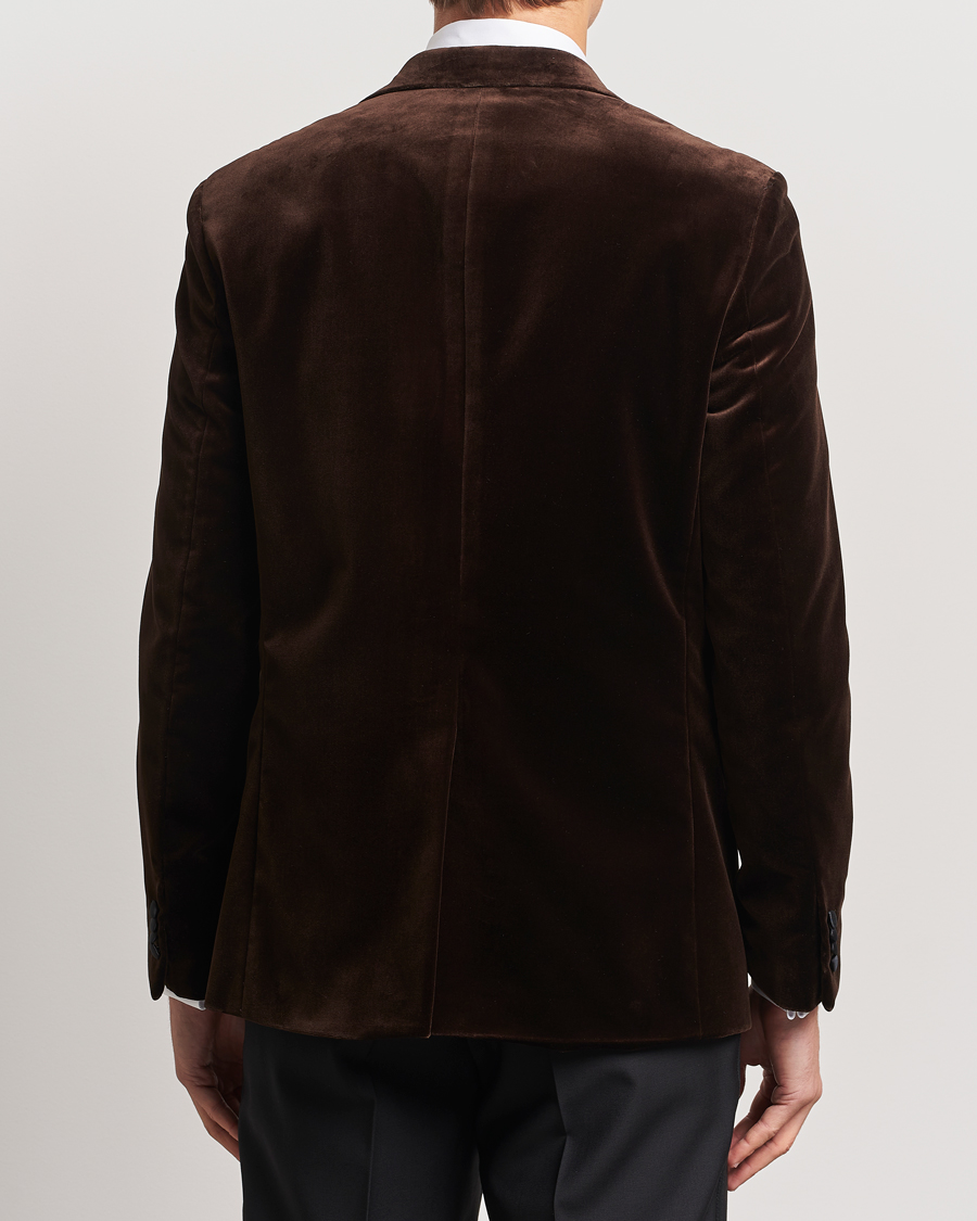Men | Blazers | Oscar Jacobson | Frampton Velvet Tuxedo Blazer Brown