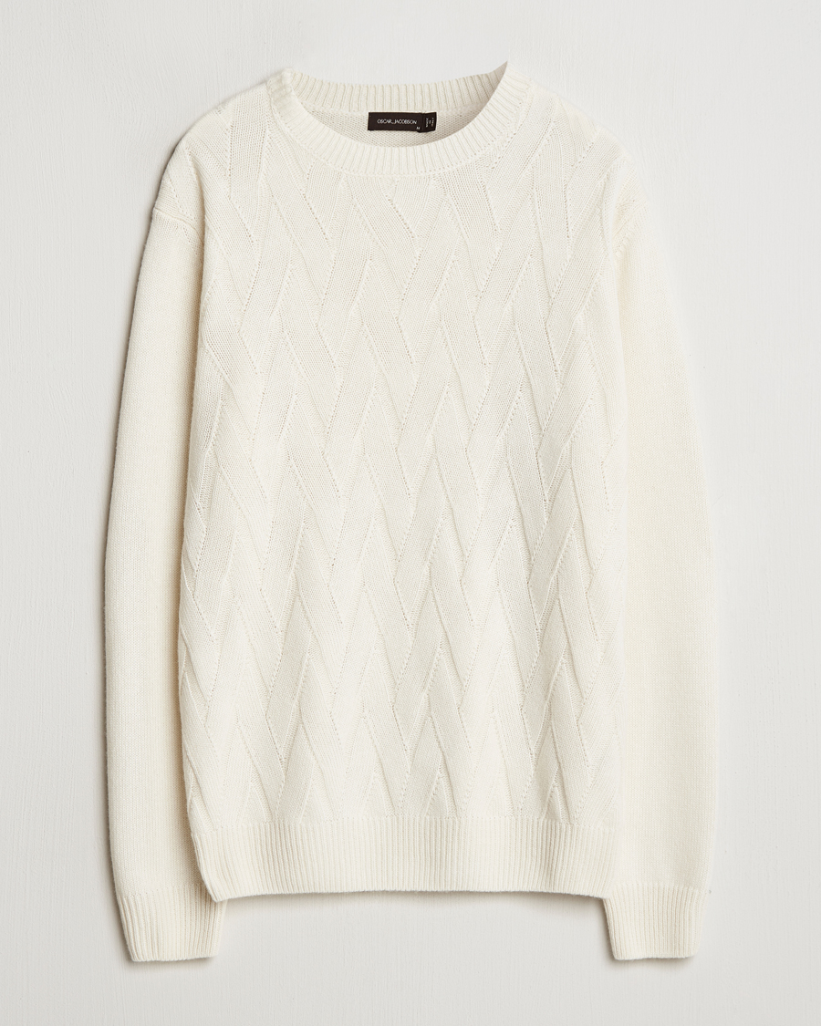 Men | Sweaters & Knitwear | Oscar Jacobson | Aston Wool/Cashmere Knitted Roundneck Off White