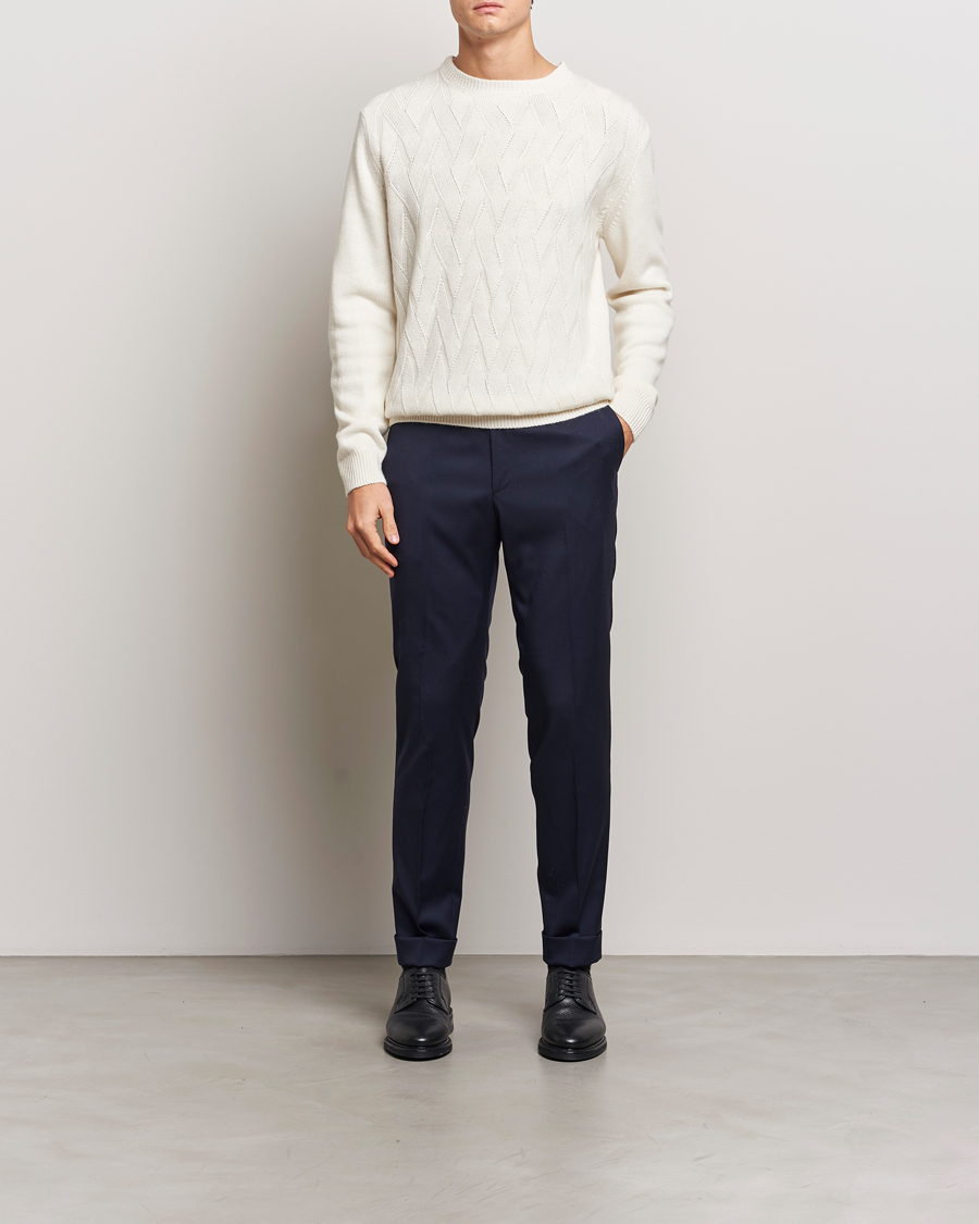 Men | Sweaters & Knitwear | Oscar Jacobson | Aston Wool/Cashmere Knitted Roundneck Off White
