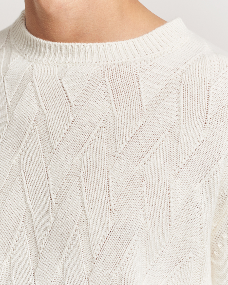 Men | Sweaters & Knitwear | Oscar Jacobson | Aston Wool/Cashmere Knitted Roundneck Off White