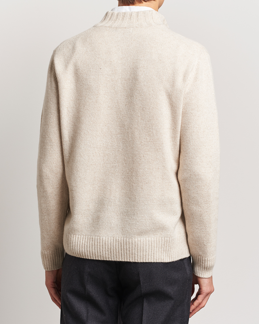 Men | Sweaters & Knitwear | Oscar Jacobson | Paul Wool/Cashmere Melange Half Zip Beige