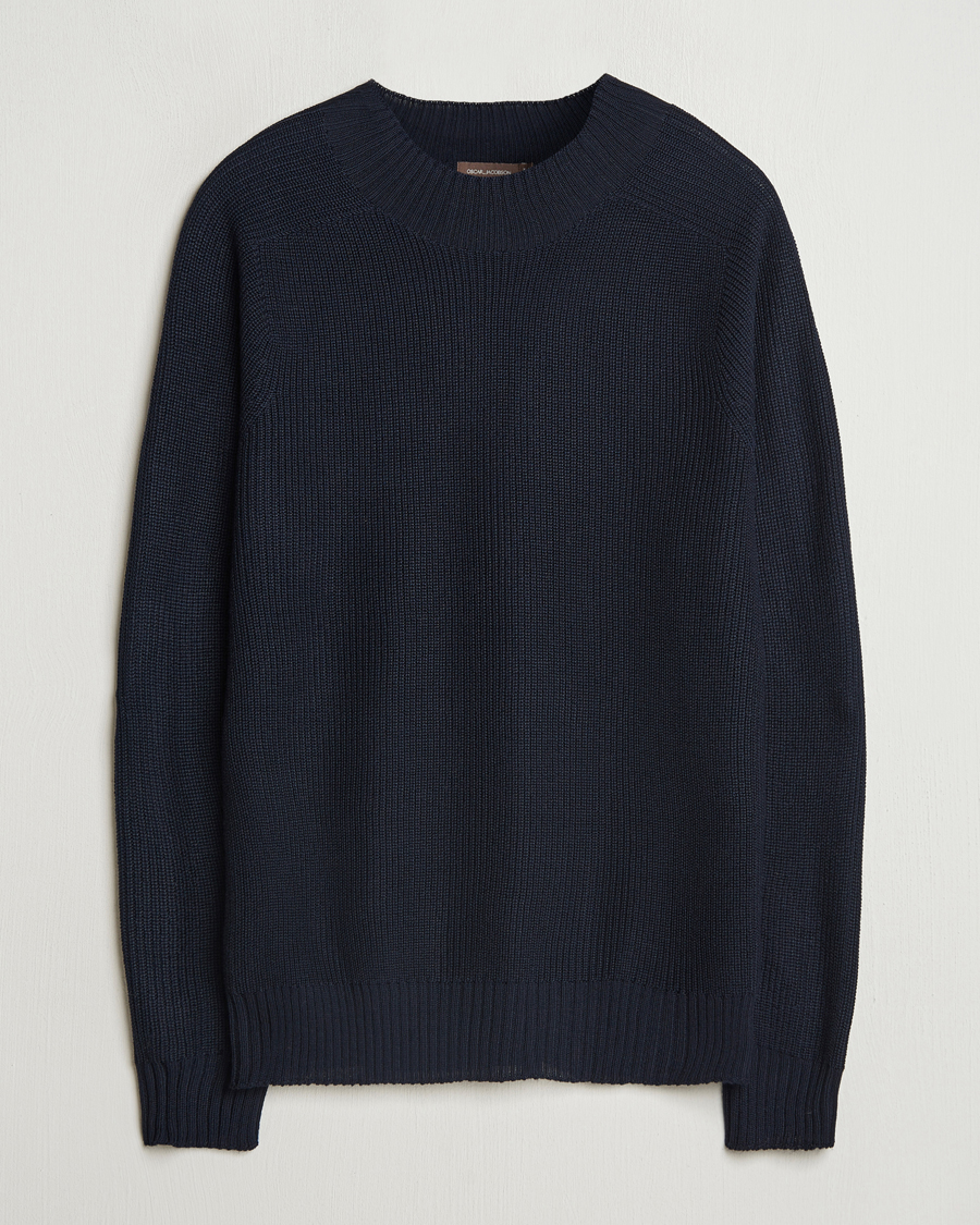 Men | Sweaters & Knitwear | Oscar Jacobson | Collins Knitted Wool Turtleneck Navy