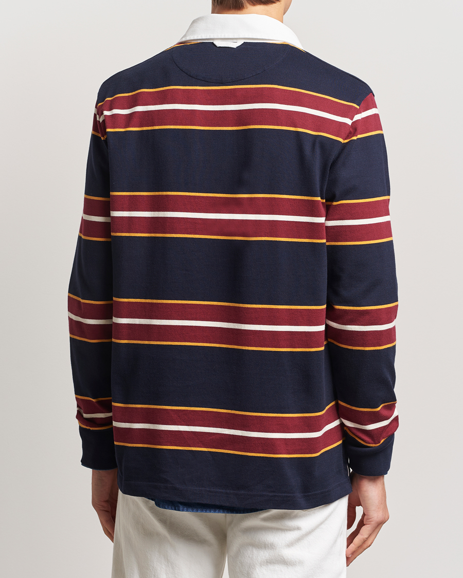Men | Sweaters & Knitwear | GANT | Yarn Dyed Striped Heavy Rugger Evening Blue