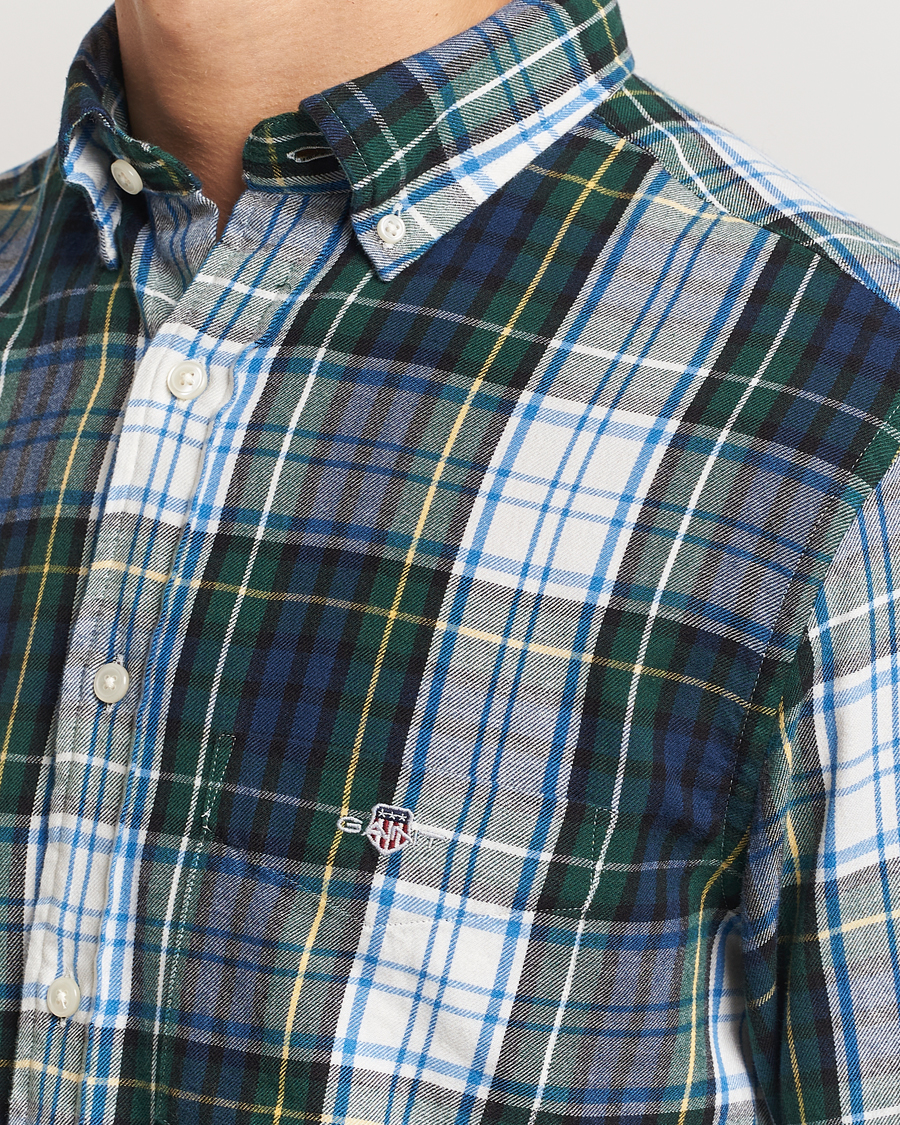 Men | Shirts | Gant | Regular Flannel Check Shirt Tartan Green