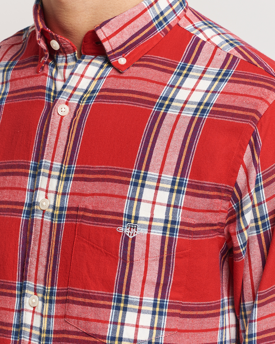 Men | Shirts | Gant | Regular Flannel Check Shirt Ruby Red