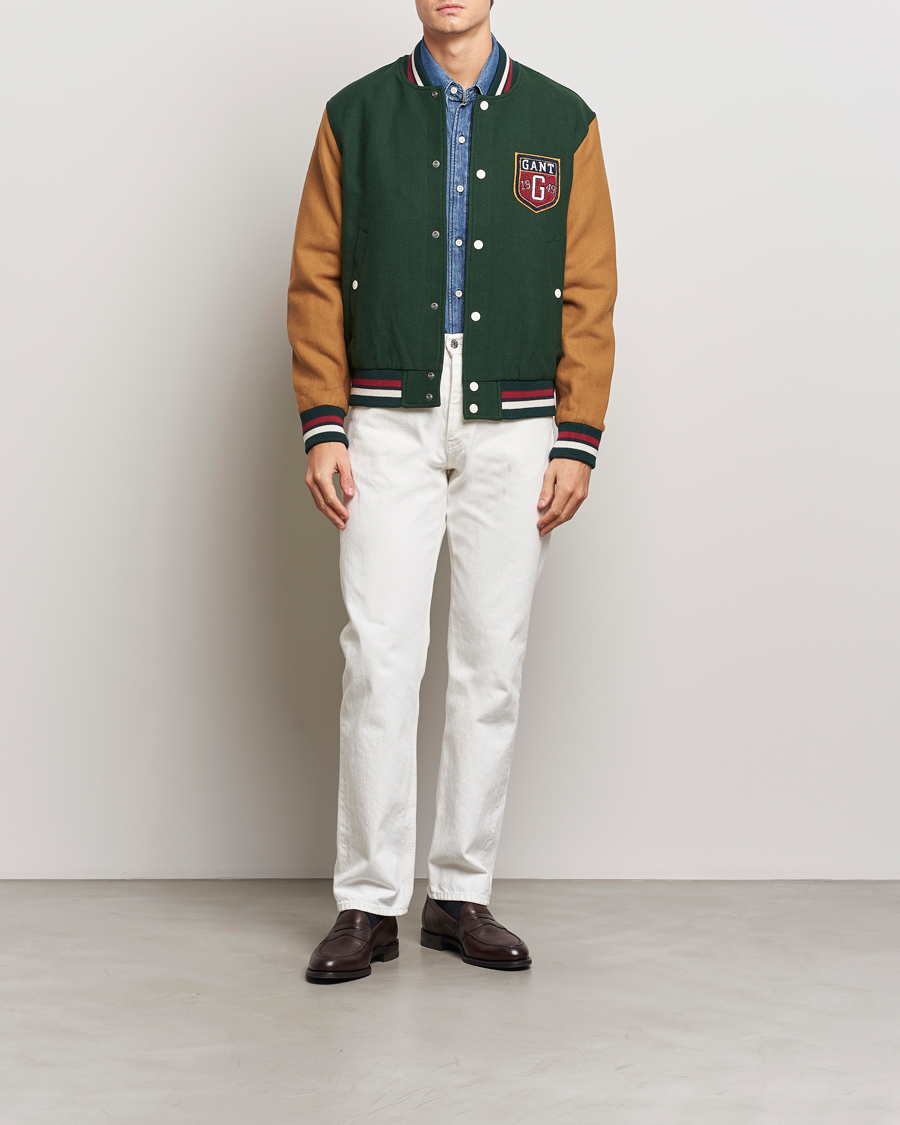 Men | Coats & Jackets | GANT | Wool Varisty Jacket Tartan Green