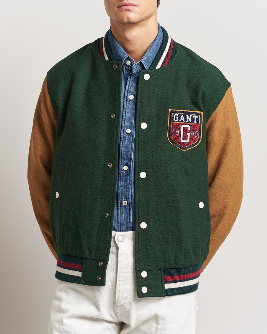 Men | Coats & Jackets | GANT | Wool Varisty Jacket Tartan Green
