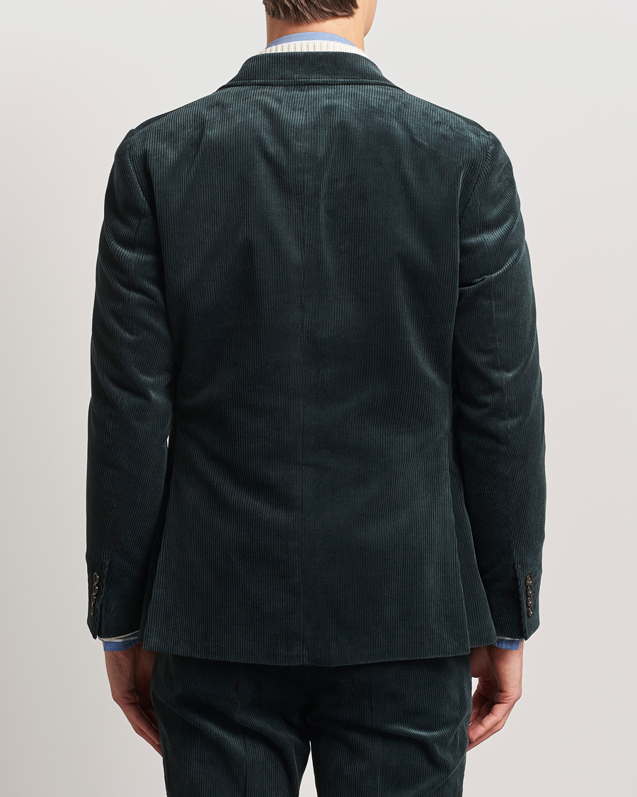 Men | Blazers | Gant | Slim Corduroy Suit Jacket Tartan Green