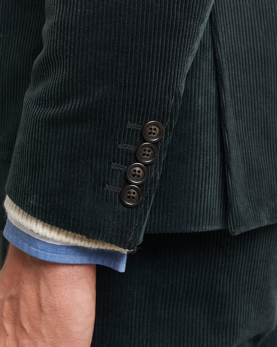 Men | Blazers | Gant | Slim Corduroy Suit Jacket Tartan Green