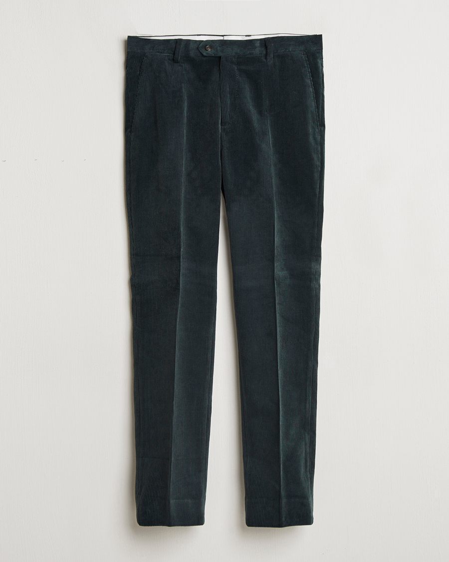 Men | Trousers | GANT | Slim Corduroy Suit Trousers Tartan Green